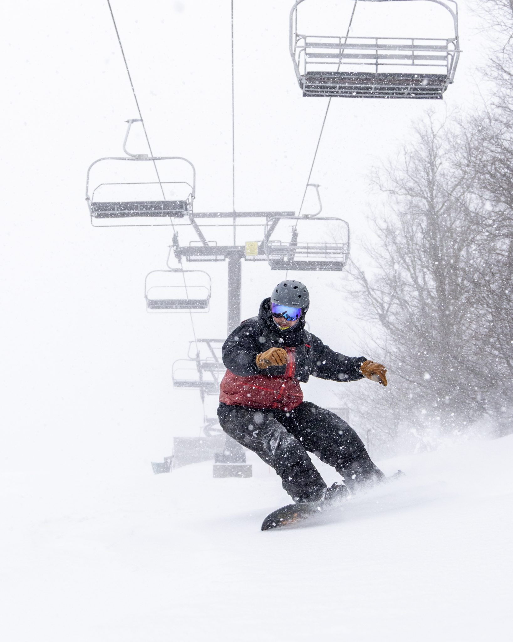 Jiminy Peak - Snowboarder in Snowfall